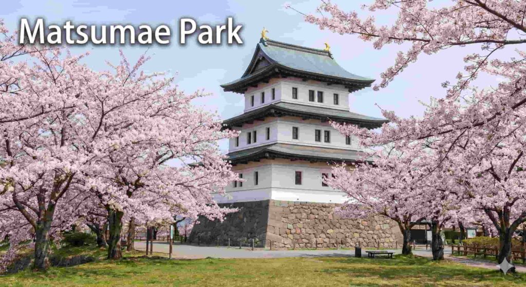 Over 10,000 cherry trees blooming around Matsumae Castle in Hokkaido.
