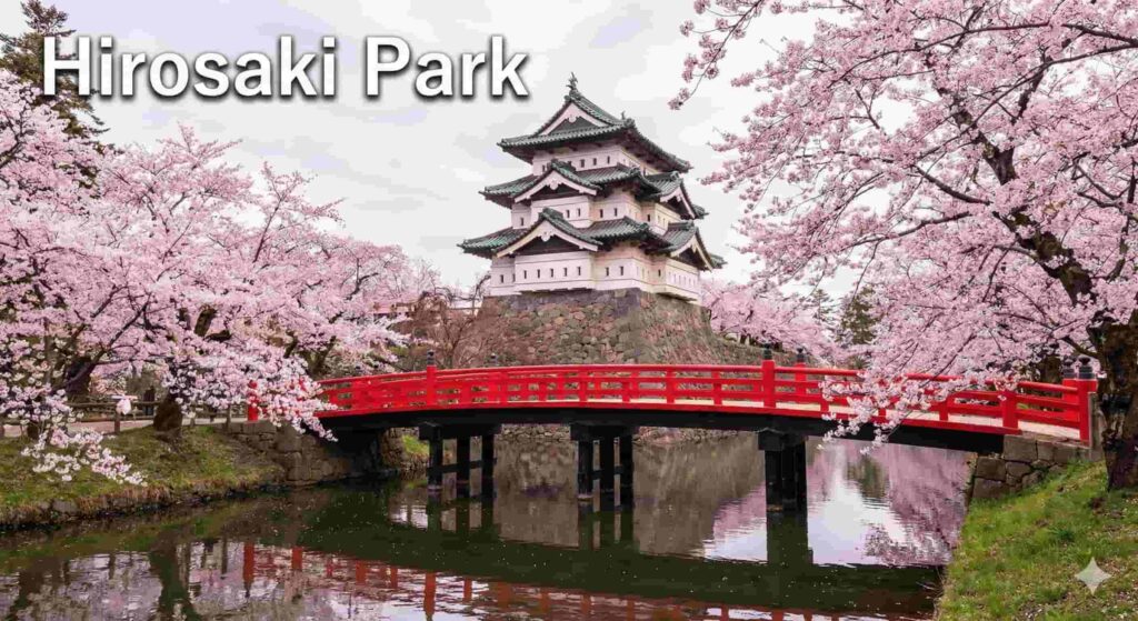 Sakura petals floating on the moat creates a pink river at Hirosaki Castle.