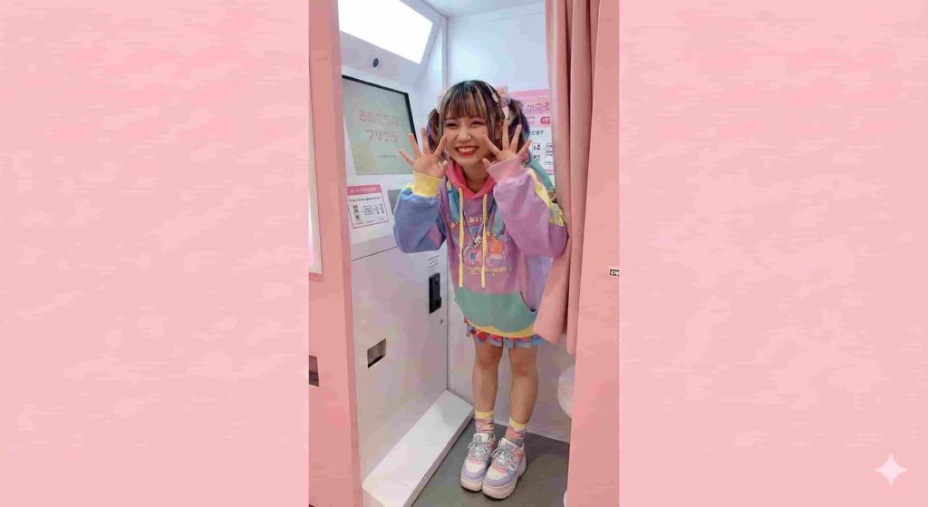 Girl doing the Gyaru Peace inverted peace sign pose