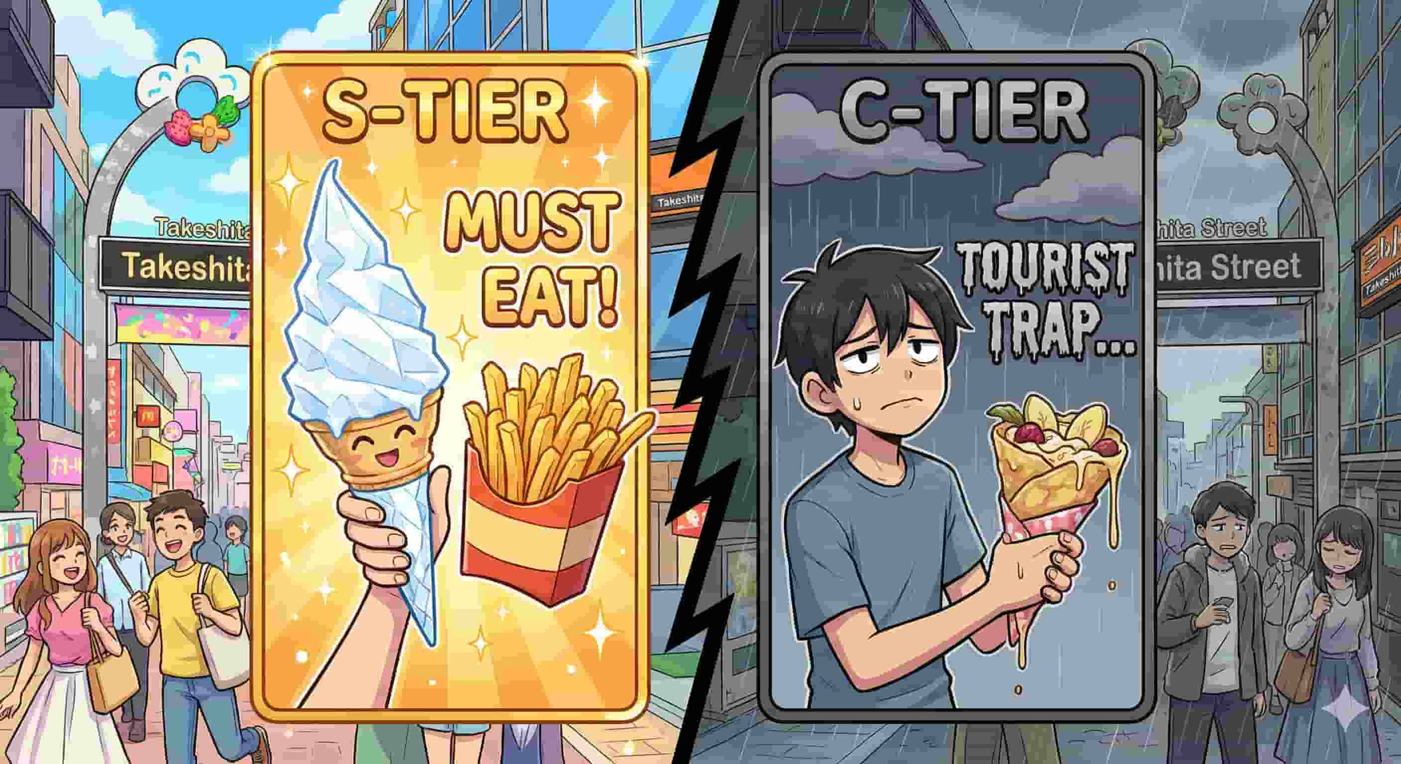 list-feature.jpg Anime style Harajuku food tier list comparison S-tier vs C-tier