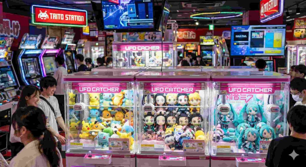 Japanese arcade UFO catcher machines in Shinjuku