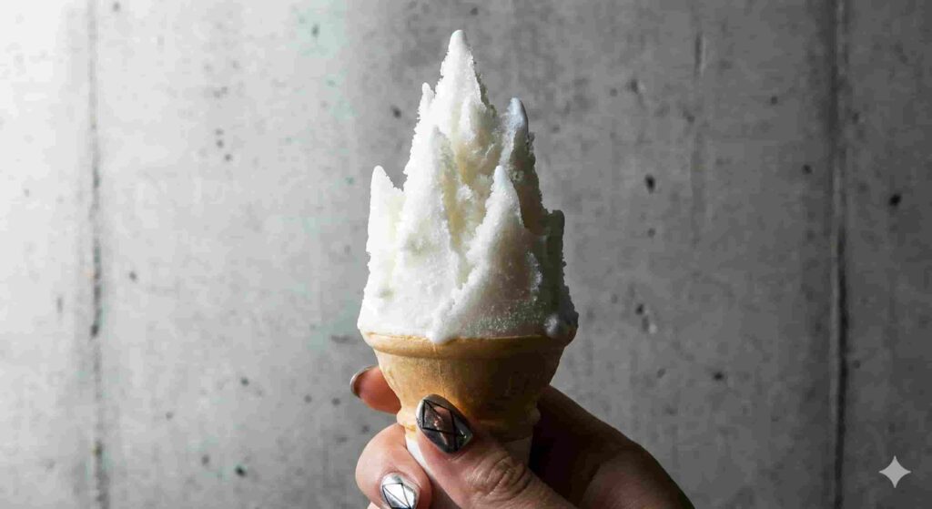 Shiroichi raw ice cream Shibuya tall cone texture